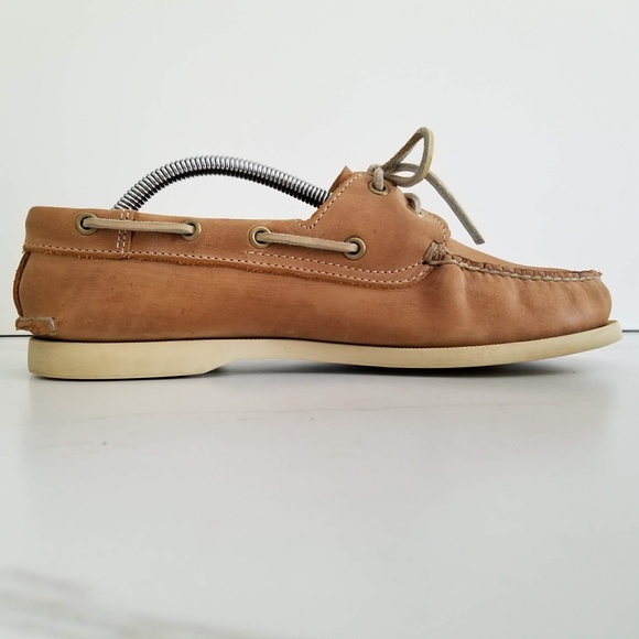 TIMBERLAND Men's Classic Brig 2-Eye Tan Leather Boat Shoes Style 68547 Moc Toe - Picture 7 of 12